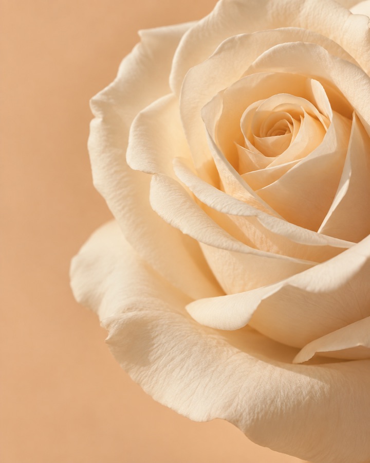 Fresh ivory rose opening — open full invitation